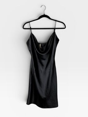 Meshki Tabitha Cowl Neck Slip Dress Black Size Large NWT (G)